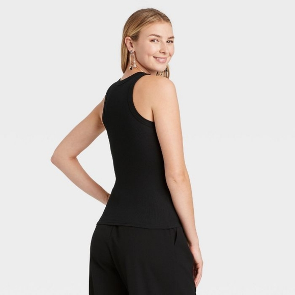 Women's Ribbed Tank Top - A New Day Black - Picture 3 of 3